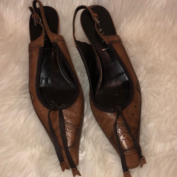 Prada Shoes - Sold vintage PRADA Brown along back kitten heels